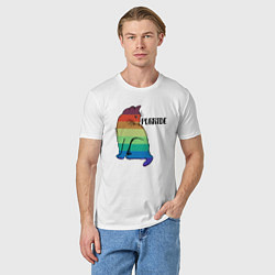 Футболка хлопковая мужская Rainbow Cat, цвет: белый — фото 2