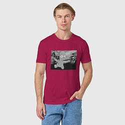 Футболка хлопковая мужская Simpsons x Nirvana, цвет: маджента — фото 2