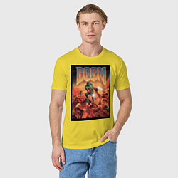 Футболка хлопковая мужская DOOM игра, цвет: желтый — фото 2