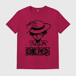 Футболка хлопковая мужская Луффи пират Соломенной шляпы, цвет: маджента
