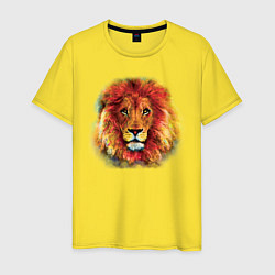 Футболка хлопковая мужская Лев акварельный, цвет: желтый