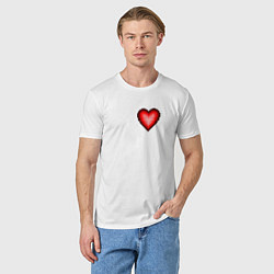 Футболка хлопковая мужская Пиксельное Сердце, цвет: белый — фото 2