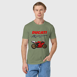 Футболка хлопковая мужская DUCATI ДУКАТИ MOTOSPORT, цвет: авокадо — фото 2