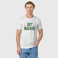 Футболка хлопковая мужская Get Bucked, цвет: белый — фото 2