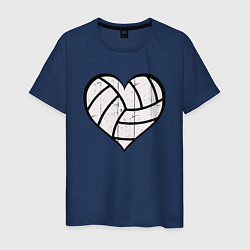 Футболка хлопковая мужская Сердце Волейбола, цвет: тёмно-синий