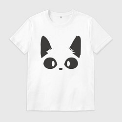 Футболка хлопковая мужская Котик, цвет: белый