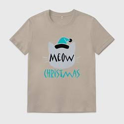 Футболка хлопковая мужская Meow Christmas, цвет: миндальный