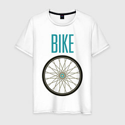 Футболка хлопковая мужская Велосипед, колесо, цвет: белый