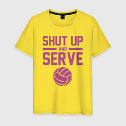 Футболка хлопковая мужская Shut Up And Serve, цвет: желтый