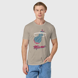 Футболка хлопковая мужская Miami Heat, цвет: миндальный — фото 2
