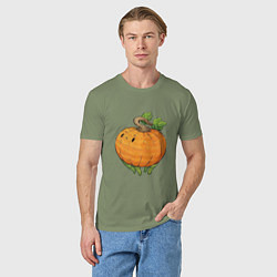 Футболка хлопковая мужская Недовольная тыква, цвет: авокадо — фото 2