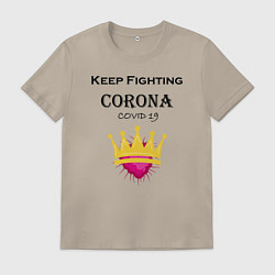 Футболка хлопковая мужская Fighting Corona, цвет: миндальный