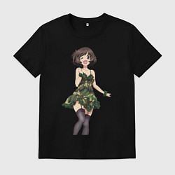 Футболка хлопковая мужская Девушки и танки, цвет: черный