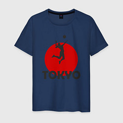 Футболка хлопковая мужская Tokyo Volleyball, цвет: тёмно-синий