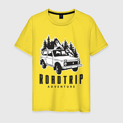 Футболка хлопковая мужская Niva roadtrip, цвет: желтый