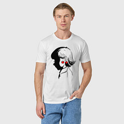 Футболка хлопковая мужская Amlie девочка Амели и черешня, цвет: белый — фото 2