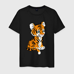 Футболка хлопковая мужская Little Tiger, цвет: черный