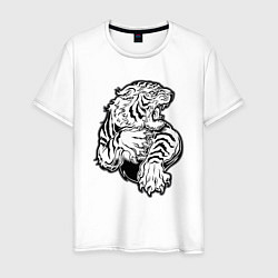 Футболка хлопковая мужская Белый Тигр, цвет: белый