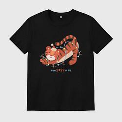 Футболка хлопковая мужская 2022 - Тигр, цвет: черный