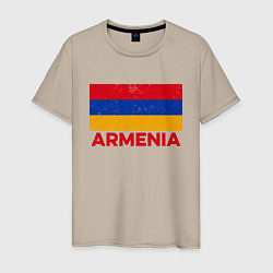 Футболка хлопковая мужская Armenia Flag, цвет: миндальный