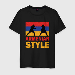 Футболка хлопковая мужская Армянский стиль, цвет: черный