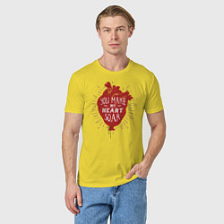 Футболка хлопковая мужская Сердце воздушный шар, цвет: желтый — фото 2