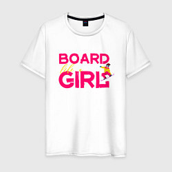 Футболка хлопковая мужская BOARD LIKE A GIRL, цвет: белый