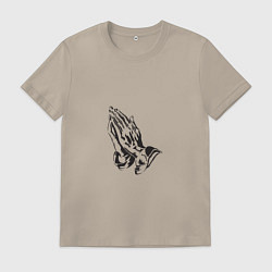 Футболка хлопковая мужская Praying Hands, цвет: миндальный
