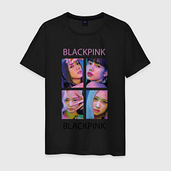 Футболка хлопковая мужская BLACKPINK черно-розовые, цвет: черный
