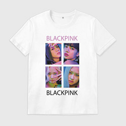 Футболка хлопковая мужская BLACKPINK черно-розовые, цвет: белый