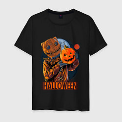 Футболка хлопковая мужская Halloween Scarecrow, цвет: черный