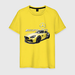 Футболка хлопковая мужская Mercedes V8 BITURBO AMG Motorsport, цвет: желтый