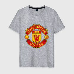 Футболка хлопковая мужская Манчестер Юнайтед логотип, цвет: меланж