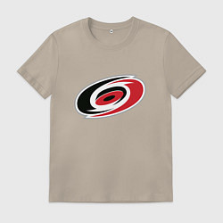 Футболка хлопковая мужская Каролина Харрикейнз логотип, цвет: миндальный