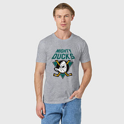 Футболка хлопковая мужская Анахайм Дакс, Mighty Ducks, цвет: меланж — фото 2