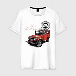 Футболка хлопковая мужская Toyota Land Cruiser Retro, цвет: белый