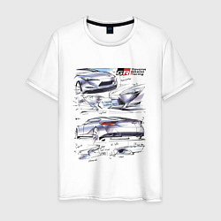 Футболка хлопковая мужская Toyota Gazoo Racing sketch, цвет: белый