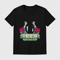 Футболка хлопковая мужская Lucky 13, цвет: черный