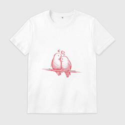 Футболка хлопковая мужская Любовь и птички, цвет: белый