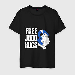 Футболка хлопковая мужская Judo Hugs, цвет: черный