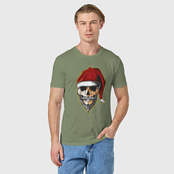 Футболка хлопковая мужская Santa Skull, цвет: авокадо — фото 2