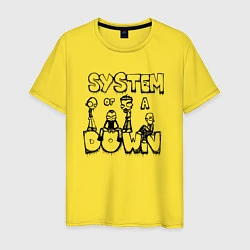 Футболка хлопковая мужская Карикатура на группу System of a Down, цвет: желтый