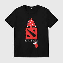 Футболка хлопковая мужская Dota 2- Новый год, цвет: черный
