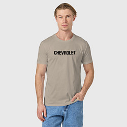 Футболка хлопковая мужская Chevrolet Лого Эмблема спина, цвет: миндальный — фото 2