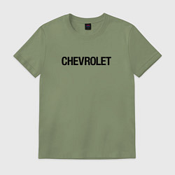 Футболка хлопковая мужская Chevrolet Лого Эмблема спина, цвет: авокадо
