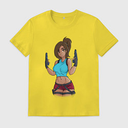 Футболка хлопковая мужская Lara Croft Tomb Raider, цвет: желтый