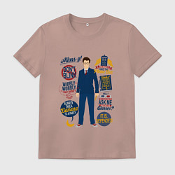 Футболка хлопковая мужская Доктор кто теннант, цвет: пыльно-розовый