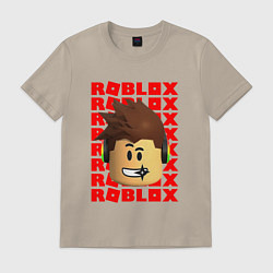 Футболка хлопковая мужская ROBLOX RED LOGO LEGO FACE, цвет: миндальный