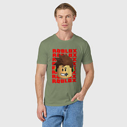 Футболка хлопковая мужская ROBLOX RED LOGO LEGO FACE, цвет: авокадо — фото 2