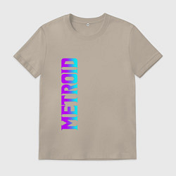 Футболка хлопковая мужская Neon Logo Metroid Dread, цвет: миндальный